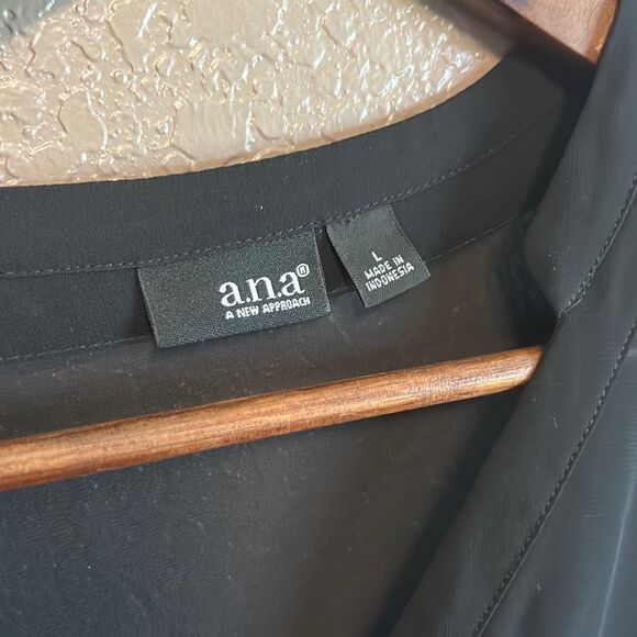 ANA a New Approach Black Long Sleeve Button Up Tunic Blouse Office Career - Picture 4 of 6